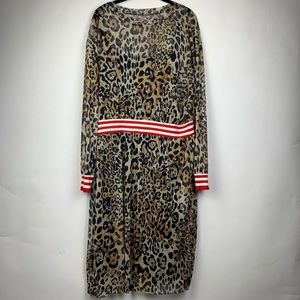Sheer midi leopard print dress
